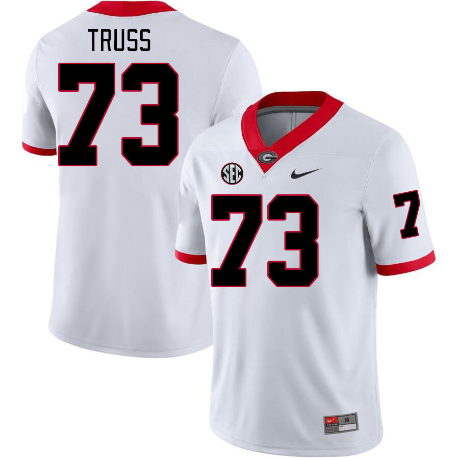 Georgia Bulldogs #73 Xavier Truss College Football Jerseys Stitched-White